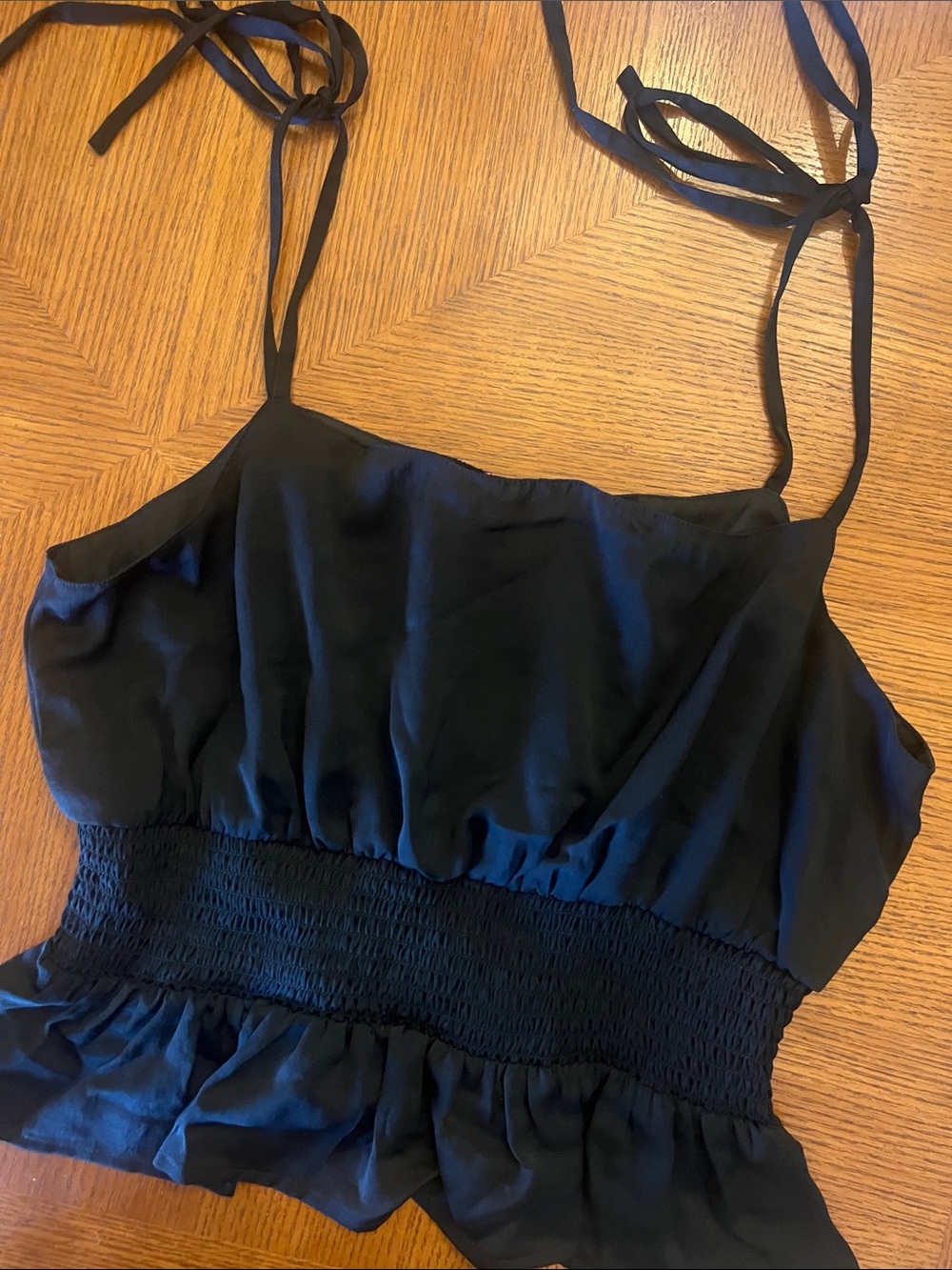 Red Carter Black Tie-Strap Ruffle Swim top cover Large B38